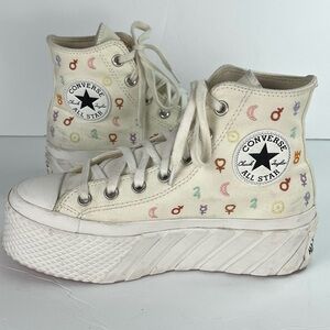 Converse All Star Lift 2X Platform High 'Mystic Symbols' Women’s sz 6.5 Natural